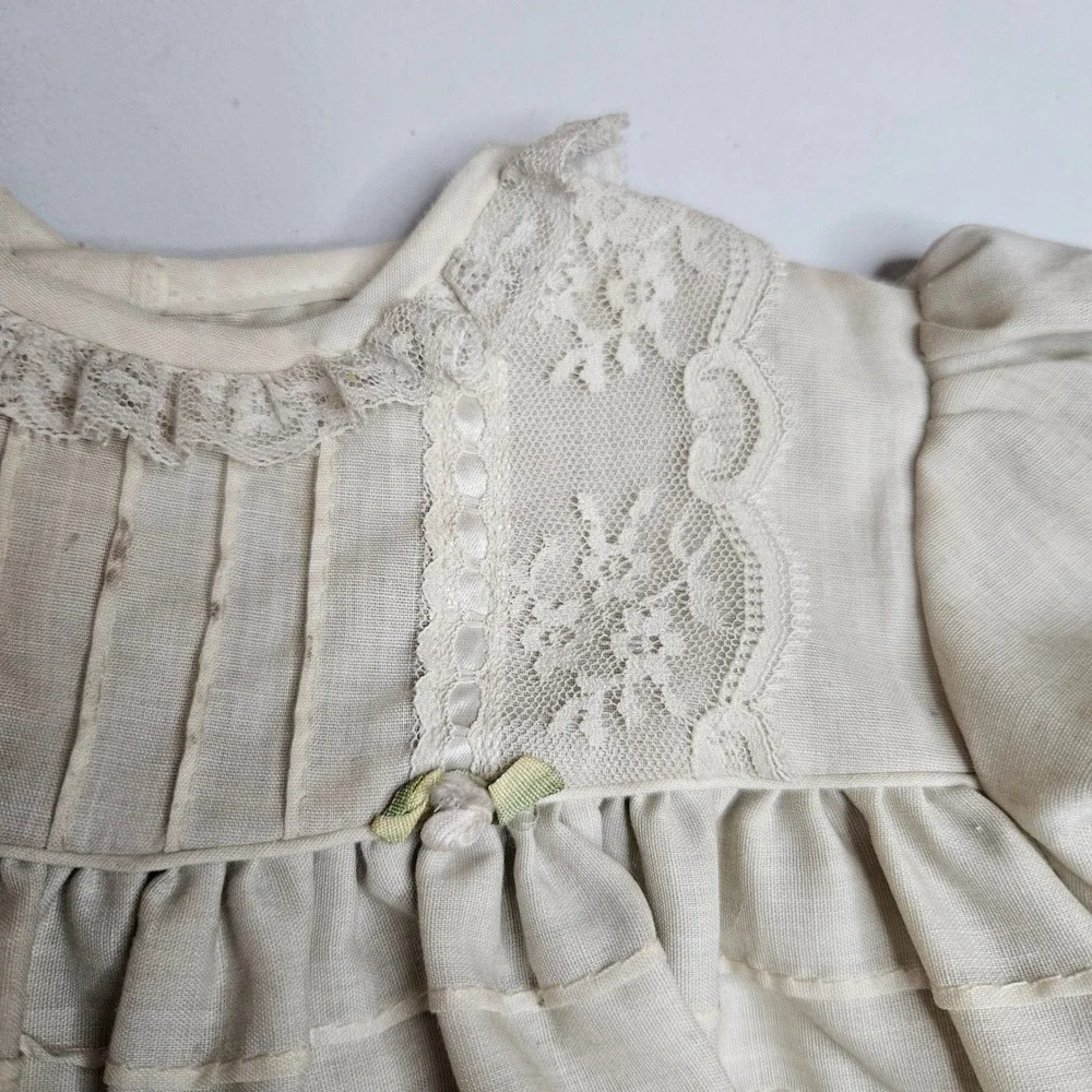 Vintage Christian Dior Enfant‎ Baby Dress Cream Lace Pintuck Heirloom French